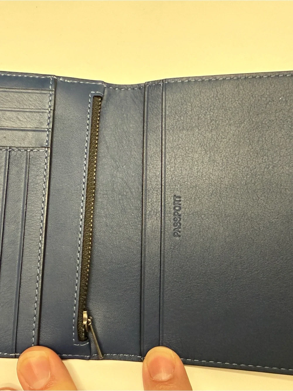 COACH Whipstitch Navy and Chalk Leather Passport Holder and Luggage Tag Set